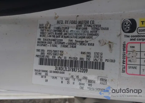 2011 Lincoln Mkz Hybrid from USA, damaged, VIN 3LNDL2L37BR753209